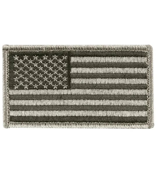 American Flag Embroidered Patch Silver Regular