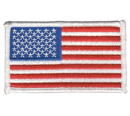American Flag Embroidered Patch White