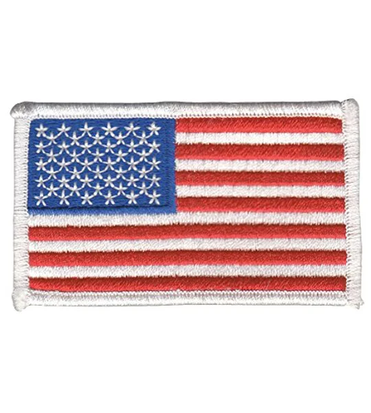 American Flag Embroidered Patch White