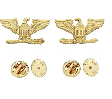 Colonel Eagle Collar Pins Gold Military Officer Gold