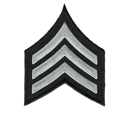 Sergeant Chevrons 3-1/2" Silver Gray on Black LAPD