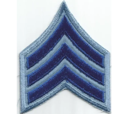 Sergeant Chevrons 3-1/2" Royal on Light Blue - Gray