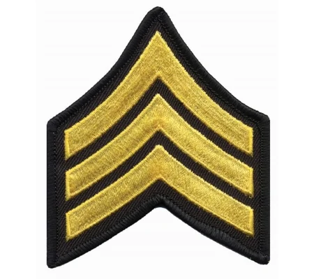 CA DOC Sergeant Chevrons 3 x 3 1/2" Medium Gold on Black