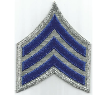 Sergeant Chevrons 3-1/2" Royal Blue on Grey