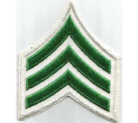 Sergeant Chevrons 3-1/2" Green on White