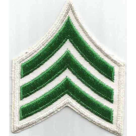 Sergeant Chevrons 3-1/2" Green on White