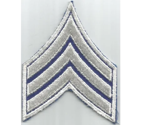 Sergeant Chevrons 3-1/2" White on Royal Blue - White