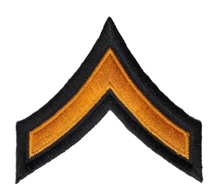 PFC Private Chevrons 3-1/2" Dark Gold on Black