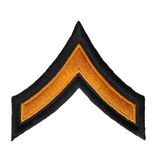 PFC Private Chevrons 3-1/2" Dark Gold on Black