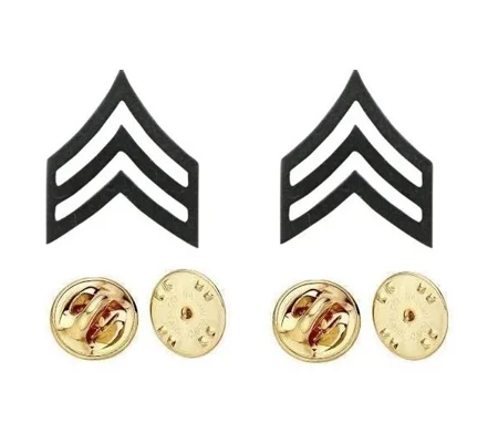 Sergeant Chevron Collar Pins Tac Black Military Officer