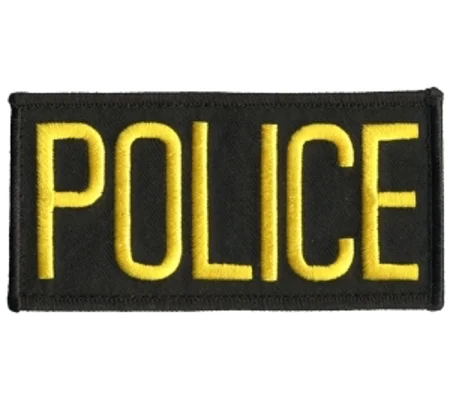 Police Front Chest Patch 2 x 4 Gold on Black