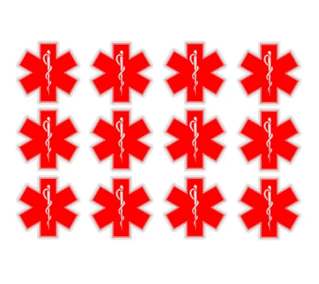 Star of Life Decal Sticker 2 X 2 Red