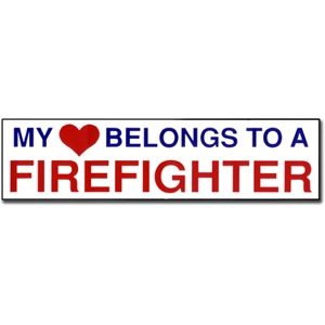 Vinyl Bumper Sticker My Heart Belongs to a Firefighter