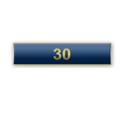 Citation Merit Bar Award Years of Service 30 Blue