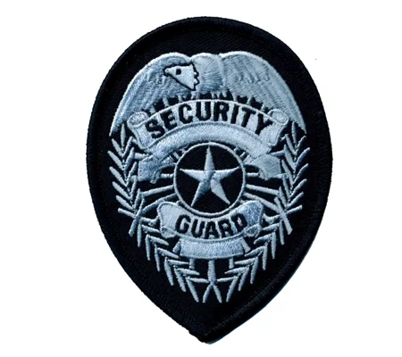 Shield Patch - Security Guard Star Center Silver - Black