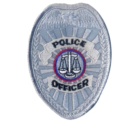 Shield Badge Patch Police Officer Scales Silver