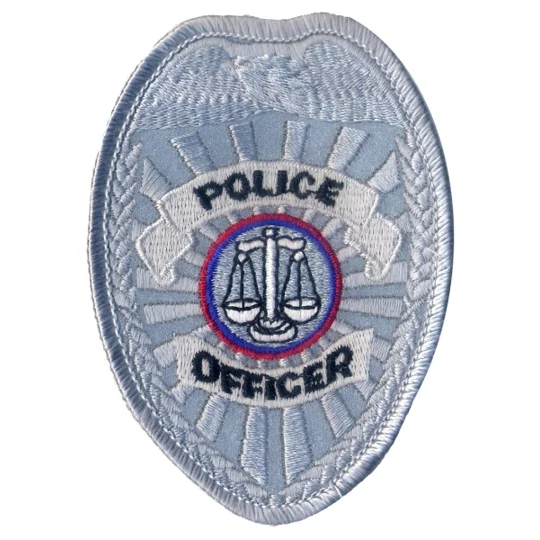 Shield Badge Patch Police Officer Scales Silver