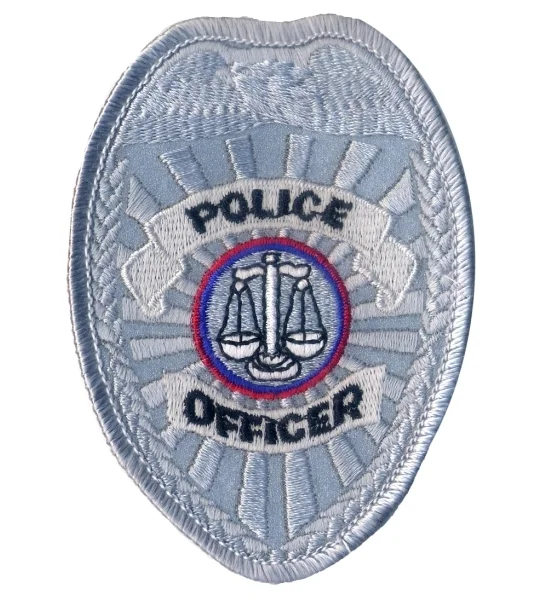 Shield Badge Patch Police Officer Scales Silver