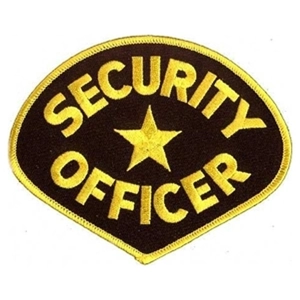 Tear Drop Security Officer Shoulder Patch Gold on Black