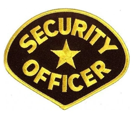 Tear Drop Security Officer Shoulder Patch Gold on Black