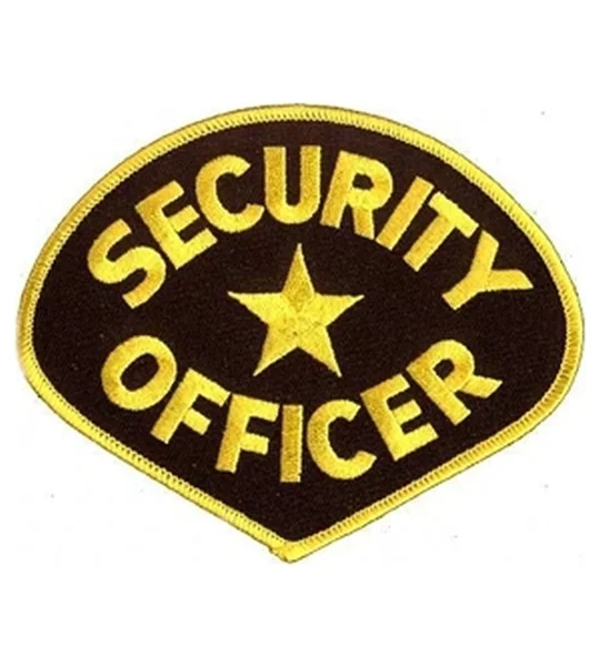 Tear Drop Security Officer Shoulder Patch Gold on Black