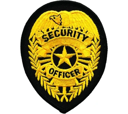 Shield Badge Patch - Security Officer Star Center Gold on Black