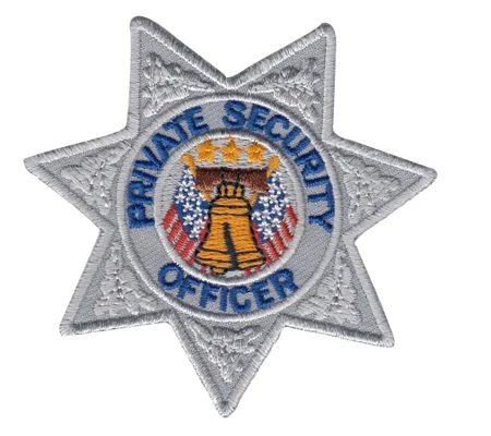 Seven Point Star Badge Patch - Private Security Officer Silver