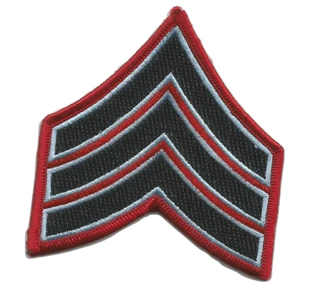 Sergeant Chevrons 3-1/2" Royal Blue on Light Blue - Red