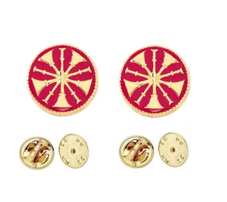 Collar Pins Bugles Disc 5 Bugles Gold Chief Red