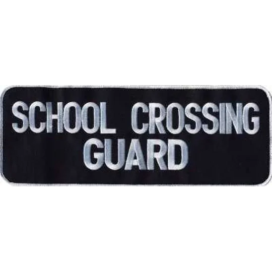 School Crossing Guard Back Patch Large 4 x 11 White on Navy