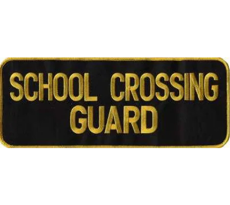 School Crossing Guard Back Patch Large 4 x 11 Gold on Black