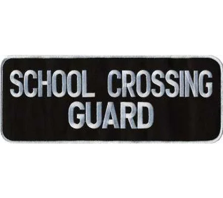 School Crossing Guard Back Patch Large 4 x 11 White on Black