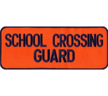 School Crossing Guard Back Patch Large 4 x 11 Navy on Orange
