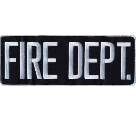 Fire Dept Back Patch Large 4 x 11 White on Midnight Blue