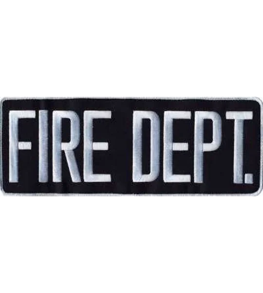 Fire Dept Back Patch Large 4 x 11 White on Midnight Blue