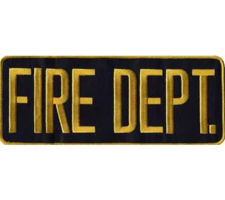 Fire Dept Back Patch Large 4 x 11 Gold on Midnight Blue