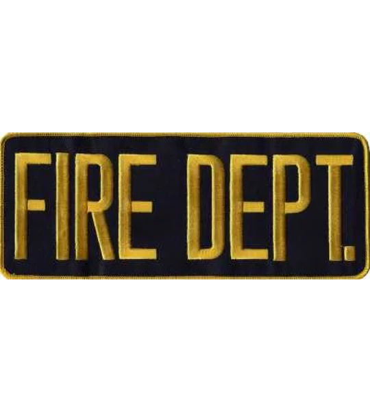 Fire Dept Back Patch Large 4 x 11 Gold on Midnight Blue