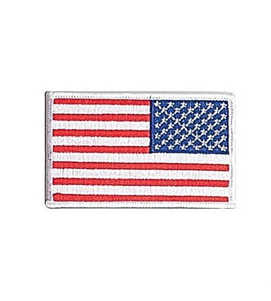 American Flag Embroidered Patch White Reverse