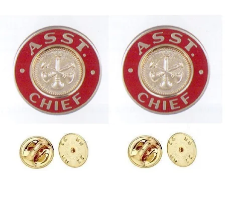 Collar Pins Bugles Disc 3 Bugles Gold Asst Chief Red Gold Insert