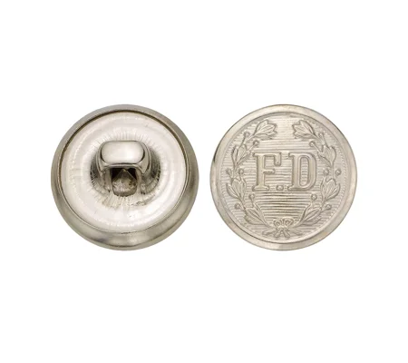 FD Firefighter Metal Button 5/8 Inch Silver Nickel
