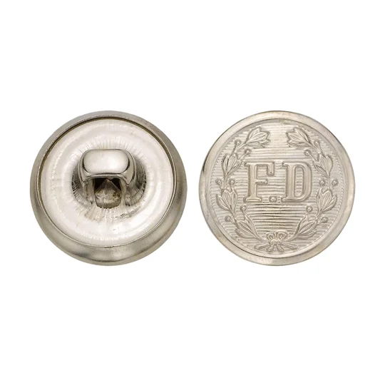 FD Firefighter Metal Button 5/8 Inch Silver Nickel