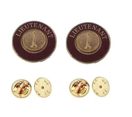 Collar Pins Bugles Disc 1 Bugle Lieutenant Gold Red Gold Insert