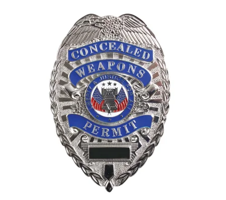 CCW Carry Concealed Weapon Permit Carry Shield Badge Silver