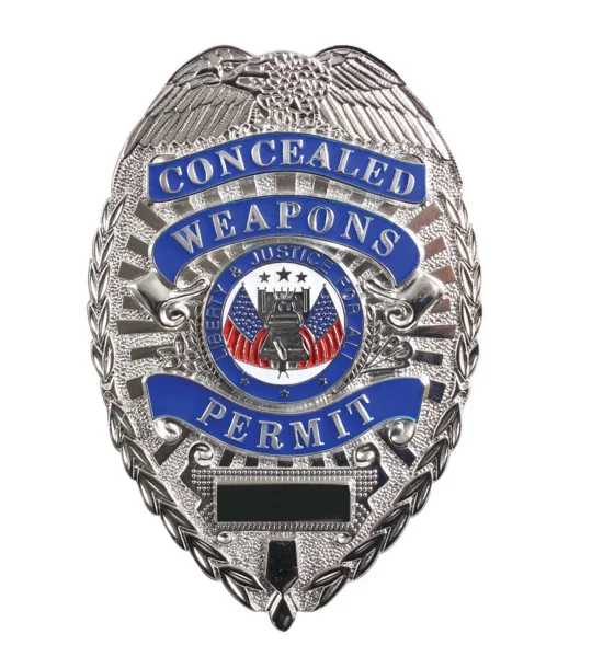 CCW Carry Concealed Weapon Permit Carry Shield Badge Silver