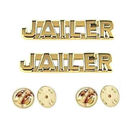 Collar Pins Insignia JAILER Letters Gold