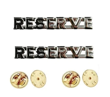 Collar Pins Insignia RESERVE Letters Silver Nickel
