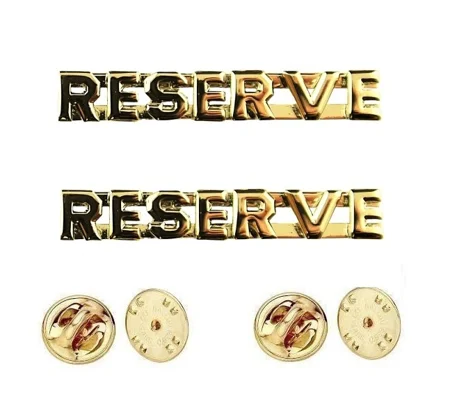 Collar Pins Insignia RESERVE Letters Gold