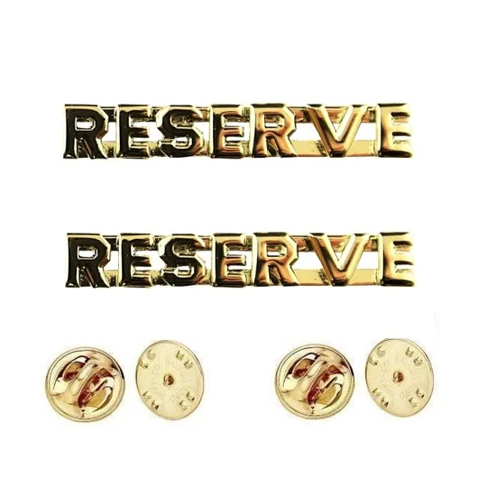 Collar Pins Insignia RESERVE Letters Gold