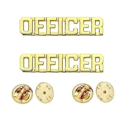 Collar Pins Insignia OFFICER Letters Gold