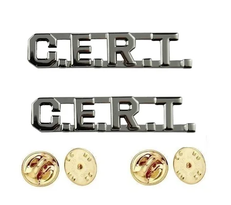 Collar Pins Insignia CERT Letters Nickel Silver